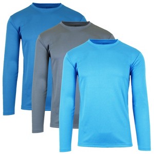 Galaxy By Harvic Men's Long Sleeve Moisture-Wicking Performance Crew Neck Tee -  3 Pack - 1 of 2