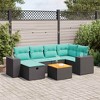 vidaXL 7 Piece Patio Sofa Set with Cushions Black Poly Rattan - 2 of 4