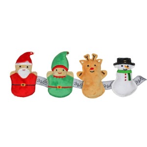 Midlee Mini Plush Christmas Dog Toys- Set of 4- Elf Reindeer Snowman & Santa (4") - 1 of 4