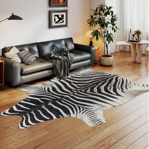 Faux Cowhide Rug 61x74.8 Inch, Western Animal Skin Carpet for Living Room Bedroom, Cowboy Cowgirl Home Decor - 1 of 4