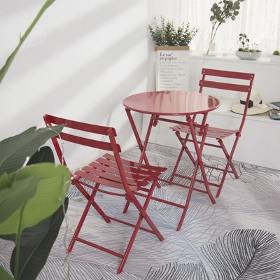 NicBex Colorful Outdoor Dining Table Set Foldable Metal Bistro Table with Chairs,Patio Furniture Bistro Set for Garden,Backyard,Poolside