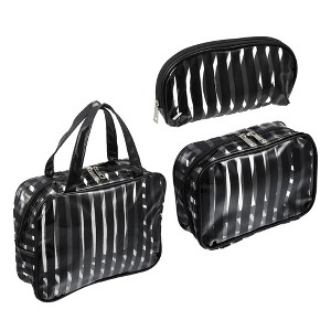 Unique Bargains Large Capacity PVC Clear Zipper Makeup Bag Organizers 3 Pcs - 1 of 4
