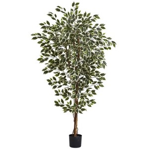 HomeStock  6 ft. Artificial Ficus Tree in Pot for Indoor/Outdoor - 1 of 4