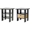 Furinno Andrey End Table Nightstand with Bin Drawer, Espresso/Brown, Set of 2 - 3 of 4