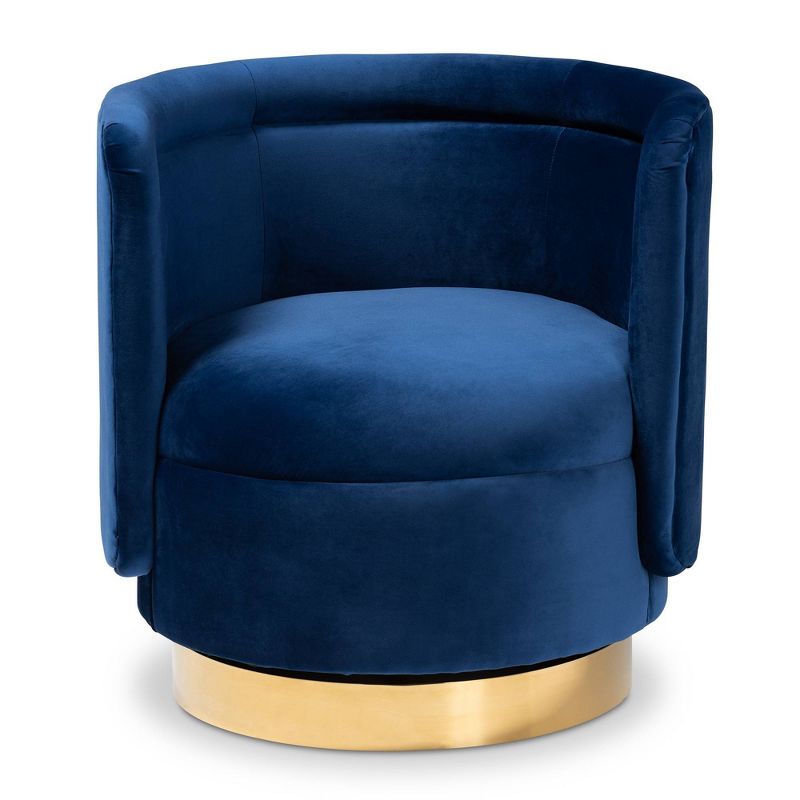 Saffi Velvet Upholstered Swivel Accent Chair - Baxton Studio, 3 of 9