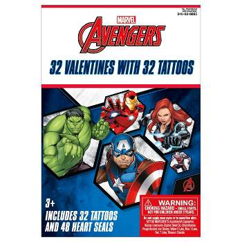 32ct Valentine's Deluxe Tattoos Exchange Cards Avengers