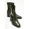 Chara - Green Printed Block Heel Boot (Women) green printed 8 Prologue Shoes - 2 of 4