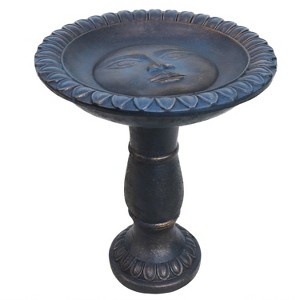 Sunnydaze Outdoor Glass Fiber Reinforced Concrete Patio Garden Façade du Soleil Bird Bath - 26" - Patina Blue - 1 of 4