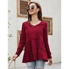 Womens Tops Long Sleeve Gatherting Hemline V Neck Tops Womens T Shirts for Spring - 4 of 4