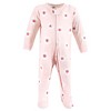 Hudson Baby Girls Cotton Sleep and Play, Pink Daisy Heart - 3 of 4