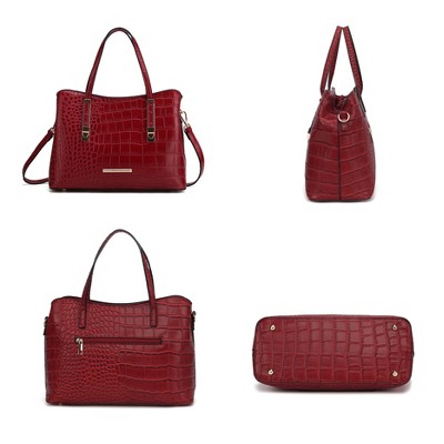 MKF Collection Aurelia Crocodile-Embossed Vegan Leather Women's Tote Stylish Shoulder Handbag by Mia K - Navy — фото 6