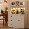 Kitchen Pantry Cabinet with LED - 3-Drawer Buffet Hutch with Adjustable Shelves & Countertop, Tall Storage Sideboard for Dining Room - 4 of 4