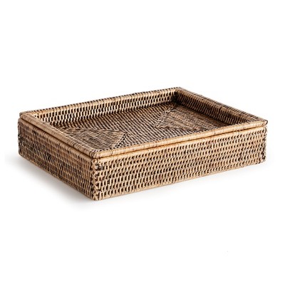 Plum & Post Burma Rattan Lidded Letter Storage Decorative Tray