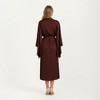 Anna-Kaci Lounge Women's Satin Mid-Length Robe with Waist Tie and Wide Sleeves - One Size Fits Most, Brown - 4 of 4