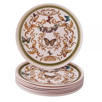 Silver Spoons Butterfly Garden Design Plastic Plates for Party, Heavy Duty Disposable Dinner Set (10 PC)