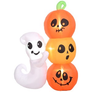 HOMCOM 5ft Inflatable Halloween Ghost and Pumpkin, Halloween Decoration with LED Lights for Garden Indoor Outdoor - 1 of 4