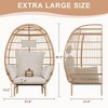 Wicker Egg Chair with Cushion, Rattan Patio Chair for Outdoor Indoor, 500 Lbs Egg Shape Balcony Chair for Living Room, Backyard - 3 of 4