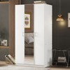TIRAMISUBEST 3 Door Wooden Storage Wardrobe for Dedroom with Shelves and 2 Drawers - Mobile Lateral Filing Cabinet, Locking Wheels, Adjustab - 3 of 4