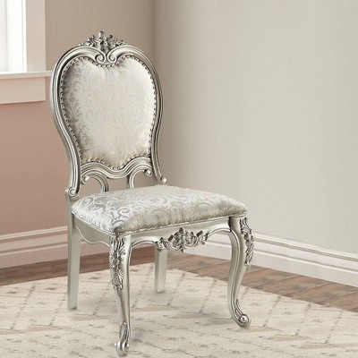 30" Bently Dining Chair Fabric and Champagne Finish - Acme Furniture: Upholstered, Nailhead Trim, Wood Frame