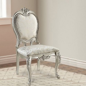 30" Bently Dining Chair Fabric and Champagne Finish - Acme Furniture: Upholstered, Nailhead Trim, Wood Frame - 1 of 4