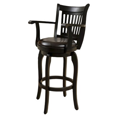 30" Prescott Bonded Leather Swivel Barstool with Arms - Espresso - Christopher Knight Home