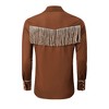 BLUEMING Men's Western Cowboy Fringe Shirt Costume Long Sleeve Casual Hippie Slim Fit Button Down Shirt - 2 of 4