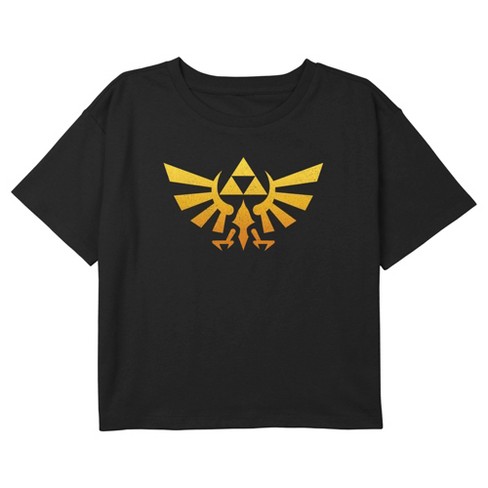 Girl's Nintendo Legend Of Zelda Triforce Logo Crop T-shirt : Target