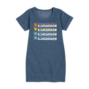 - Pokémon - Starter Pokémon Logo Graphic Short Sleeve Fleece Dress - 1 of 4