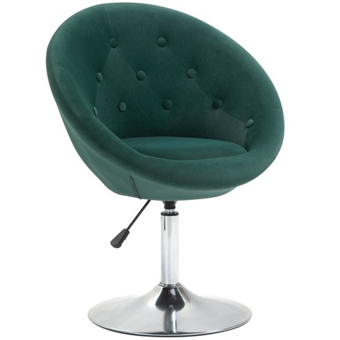 Homcom Modern Makeup Vanity Chair Round Tufted Swivel Accent Chair With  Chrome Frame Height Adjustable For Living Room Bedroom Green : Target