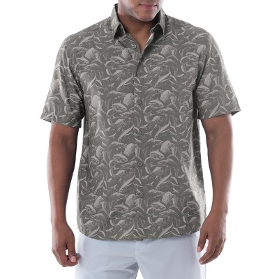 Guy Harvey Men's Short Sleeve Printed  Fishing Shirt Charcoal