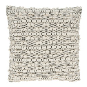 18"x18" Poly-Filled Moroccan Design Square Throw Pillow Natural - Saro Lifestyle - 1 of 4