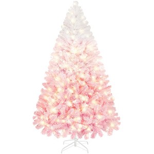 Yaheetech Pre-lit Flocked Artificial Christmas Tree Snow Frosted Christmas Tree - 1 of 4