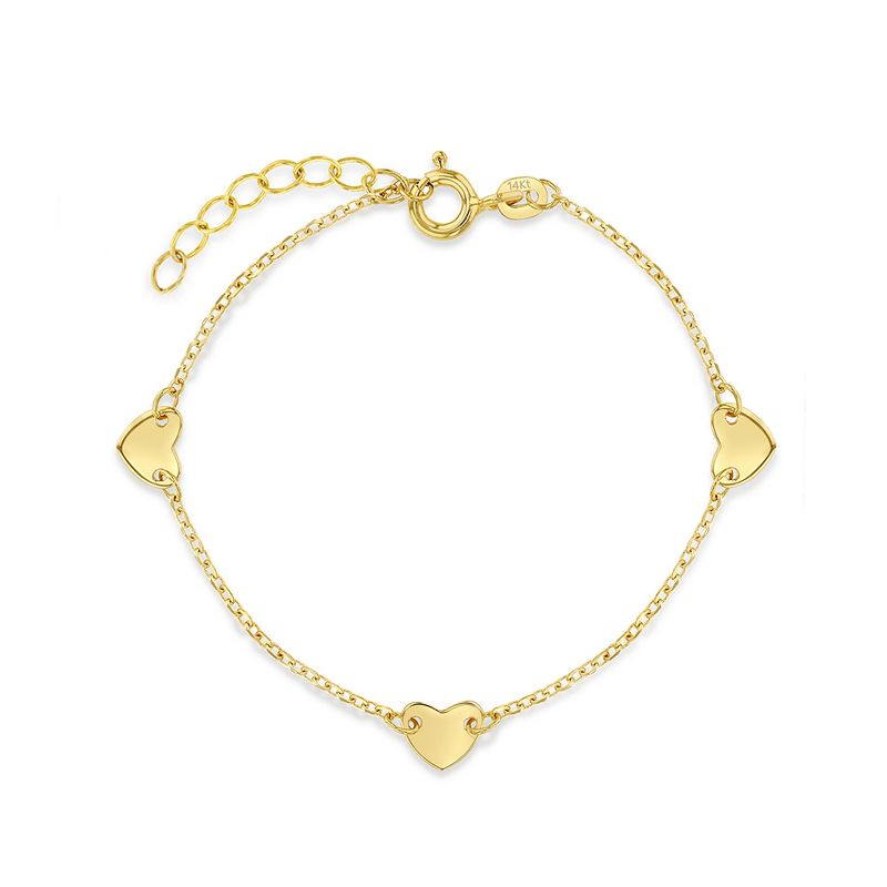 Girls' Polished Heart Charm Bracelet 14k Gold - In Season Jewelry, 1 of 7