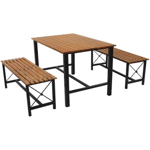 Sunnydaze European Chestnut 3-Piece Indoor/Outdoor Patio Dining Set with Powder-Coated Steel Frame - 1 of 4
