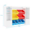 Kids Toy Storage Organizer with 8 Removable Toy Bins, Bookshelf & 2 Storage Cubbies – Playroom, Bedroom & Classroom Organization, White - 2 of 4