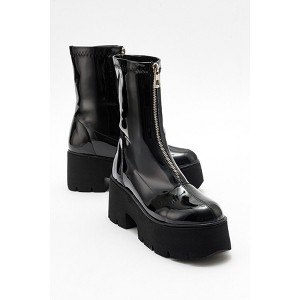 Ovil - Black Patent Platform Zip Boot (Women) black patent 7 Forever & Always Shoes US - 1 of 4