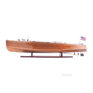 Chris Craft Triple Cockpit Model Ship 8.5" H – Handcrafted Mahogany By Old Modern Handicrafts - 1 of 4