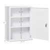 3 Tier Steel Locking Wall Cabinet, 16" x 21" Medicine Cabinet for Bathroom or Kitchen, With 2 Keys - 4 of 4