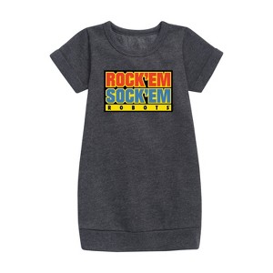 - Rock 'Em Sock 'Em Robots - Rock 'Em Sock 'Em Logo Graphic Short Sleeve Fleece Dress - 1 of 3