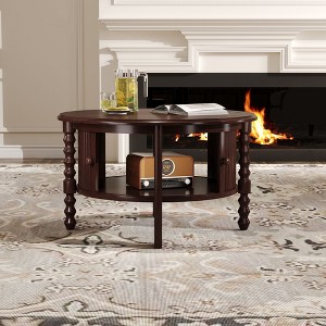 NicBex Vintage Style 2-Tier Wooden Coffee Table with Storage,Mid-Century Cocktail Table End Table,Retero Center Table for Living Room - 1 of 4