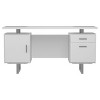 Vynxaria Modern 2-Drawer Computer Desk - White High Gloss Finish, Metal Legs, Legal/Letter-Size File Storage - 4 of 4