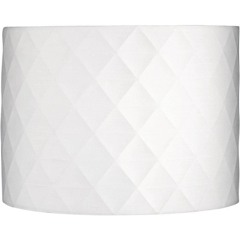 Springcrest Off-White Diamond Medium Drum Lamp Shade 15" Top x 15" Bottom x 11" High (Spider) Replacement with Harp and Finial, 1 of 8