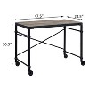 Vynxaria Ergonomic Mobile Desk in Rustic Oak/Black Wheels for Adjustable Home Offices Creative Spaces - 3 of 4