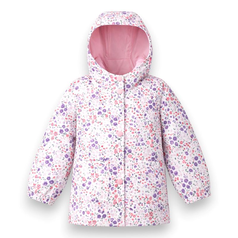 Carter's Toddler Girls' Splish-Splash Lightweight Rainslicker Rain Jacket, Ditsy Floral, 2T