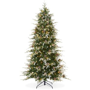 Casafield Pre-Lit Slim Aspen Fir Artificial Christmas Tree with White & Multicolored LED Lights, Sturdy Stand - 1 of 4