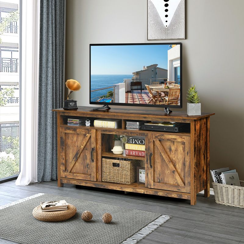 Costway 60''Industrial TV Stand Entertainment Console Center w/ Shelve & Cabinet, 3 of 13