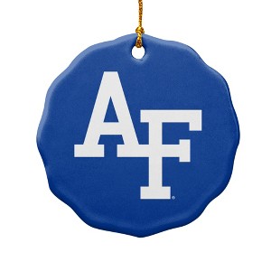 U.S. Air Force Academy Primary Logo Porcelain Scalloped Holiday Christmas Tree Ornament  2.8" (7.1 cm) - 1 of 4