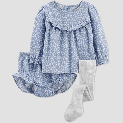 Image of Carter's Just One You®️ Baby Girls' Floral & Bottom Set - Blue 3M