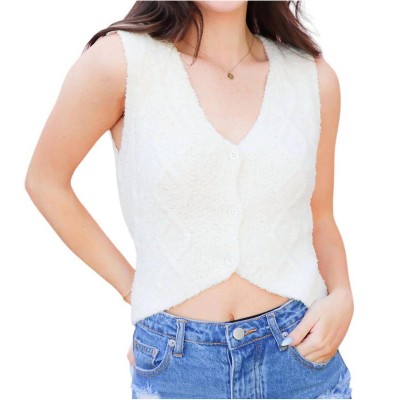 Women's Cable Knit Vest - Pretty Garbage