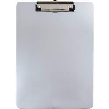 JAM Paper 9" x 12.5" Aluminum Clipboards with Low Profile Metal Clip - Letter Size - Silver